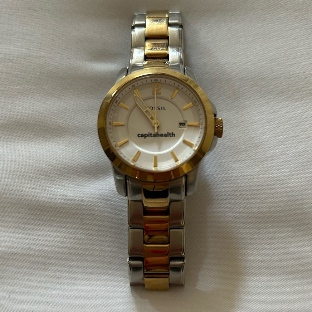 Fossil watch; gold/silver like new just needs battery